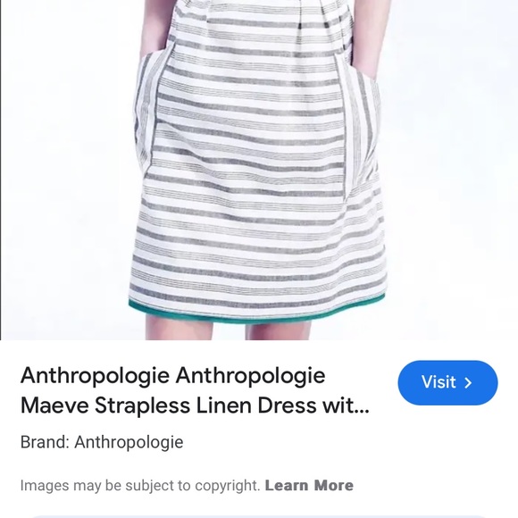 Anthropologie Maeve Changing Stripes Beige Gray Strapless Dress Size 6 - Picture 2 of 3